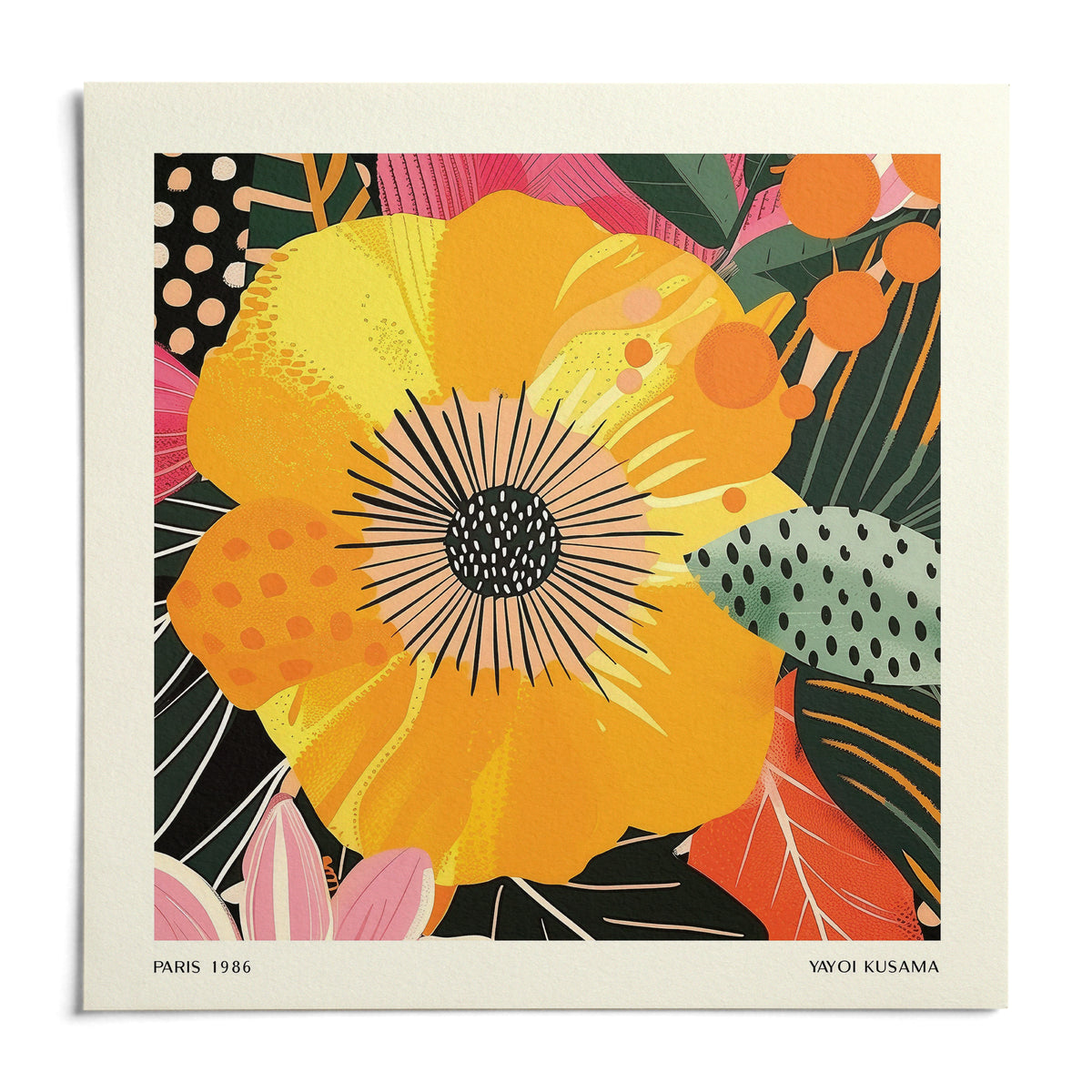 Yellow Flower Art, shown as an unframed paper print on a plain white background