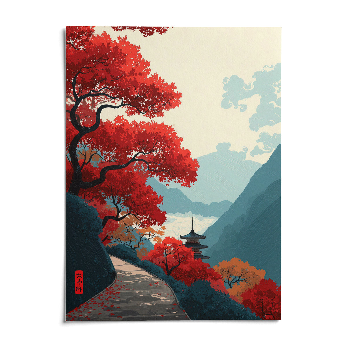Zen Mountain Poster, shown as an unframed paper print on a plain white background
