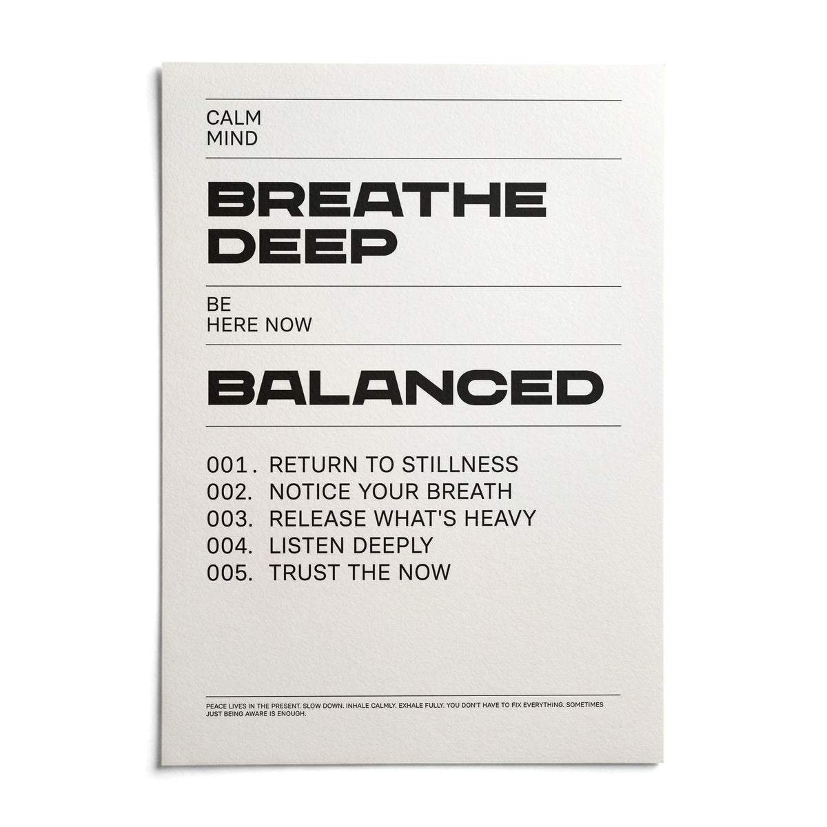 Zen Quotes Breath, shown as an unframed paper print on a plain white background