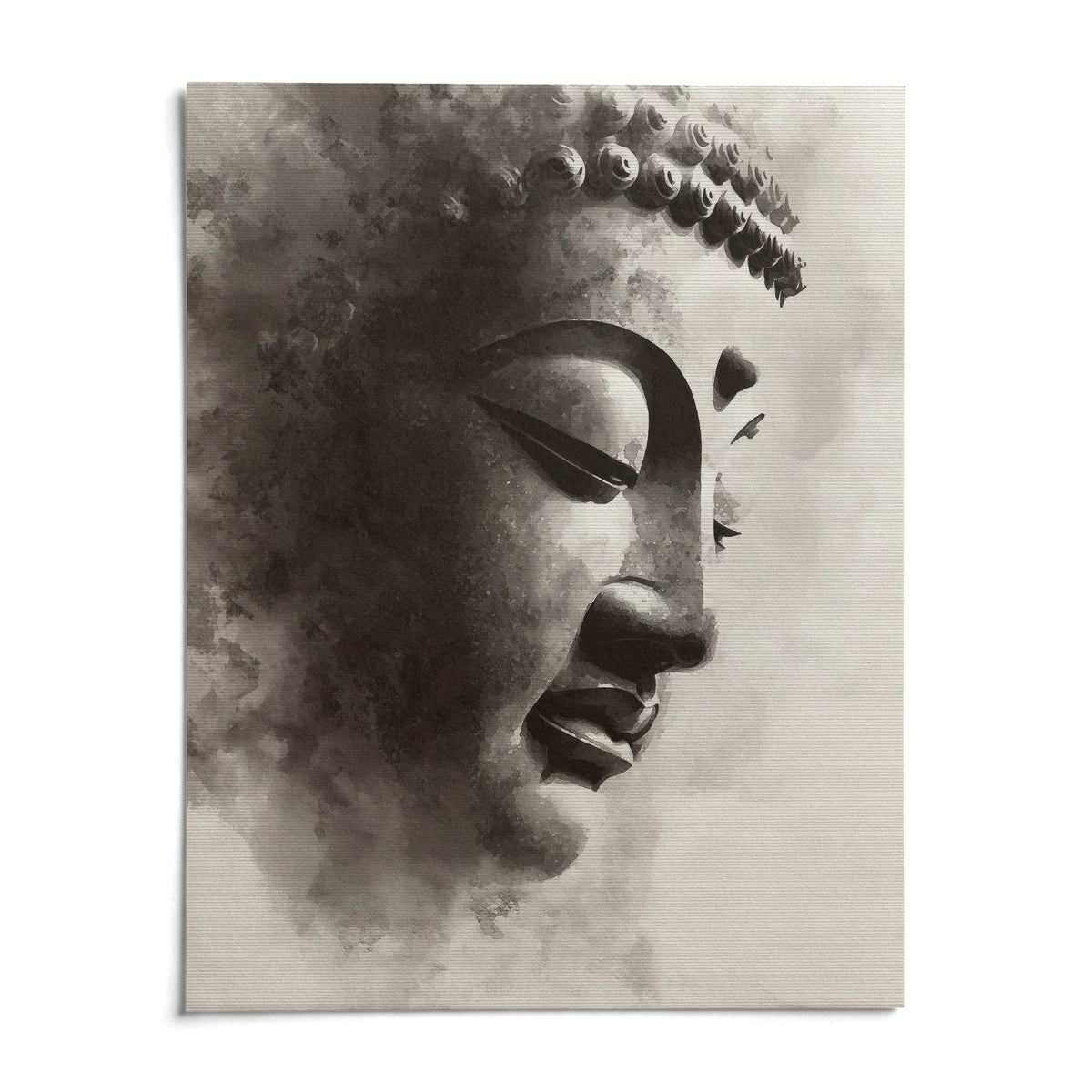 Zen Statue Face Art Print, shown as an unframed paper print on a plain white background